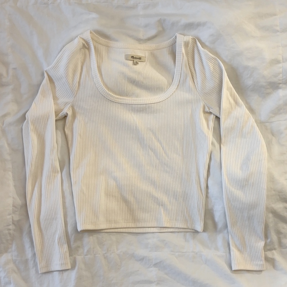 Madewell Square Neck Long Sleeve Crop Tee